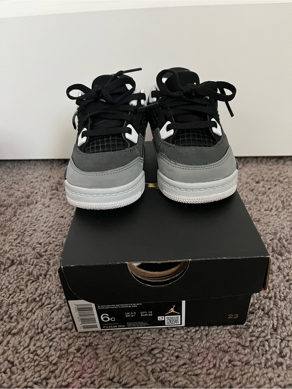 Jordan Kids Black and Gray Low-Top Sneakers with White Accents